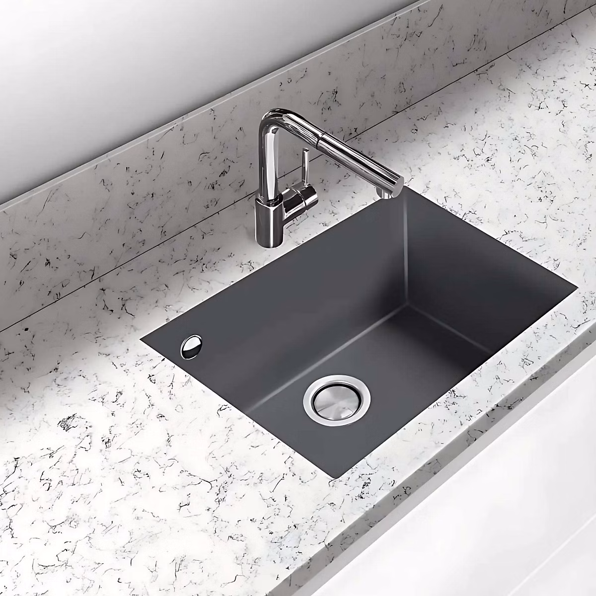 Évier sous – plan 1 Cuve 49 × 40 × 20cm R5mm | Quartz Concrete | Quadra BE FRÉCAN