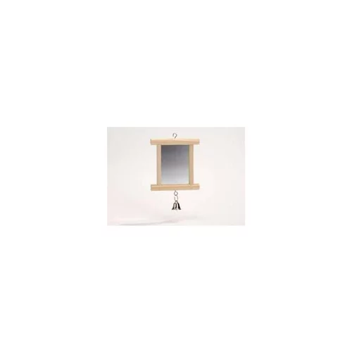 Miroir en bois pour oiseaux avec cloche 10,5x10 cm