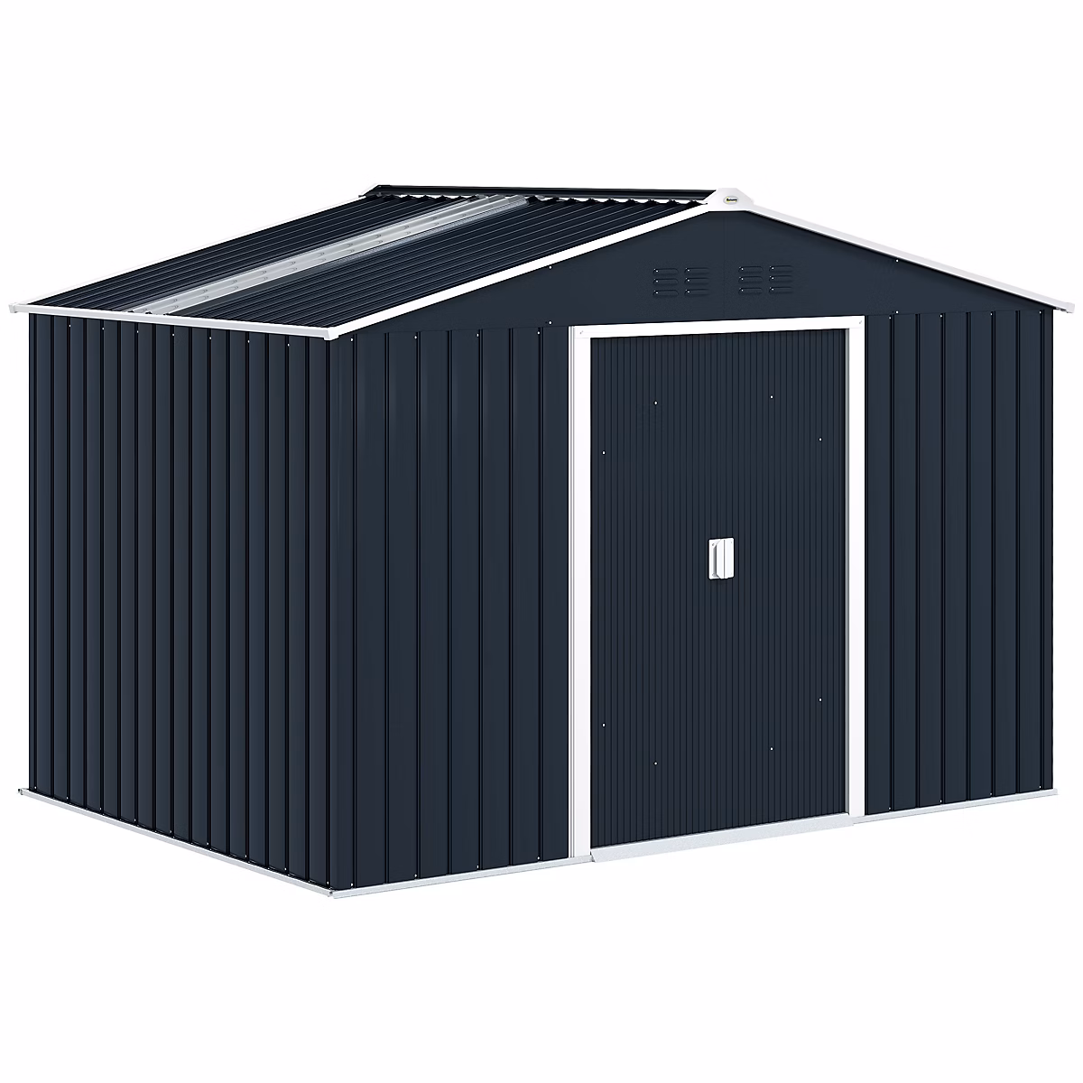 Abri de jardin 4 – 9 m² double porte coulissante fondation incluse, 277 × 195 × 192 cm, tôle acier ondulée anthracite
