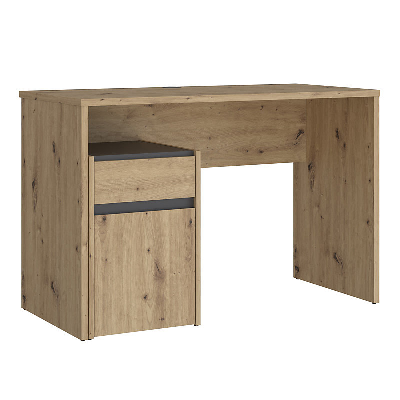 Bureau 110 cm et caisson décor bois chêne et gris foncé mat – ODYSSÉE