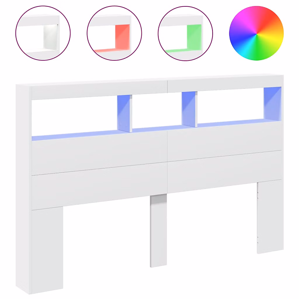 Armoire tête de lit avec LED blanc 160 × 17 × 102 cm vidaXL
