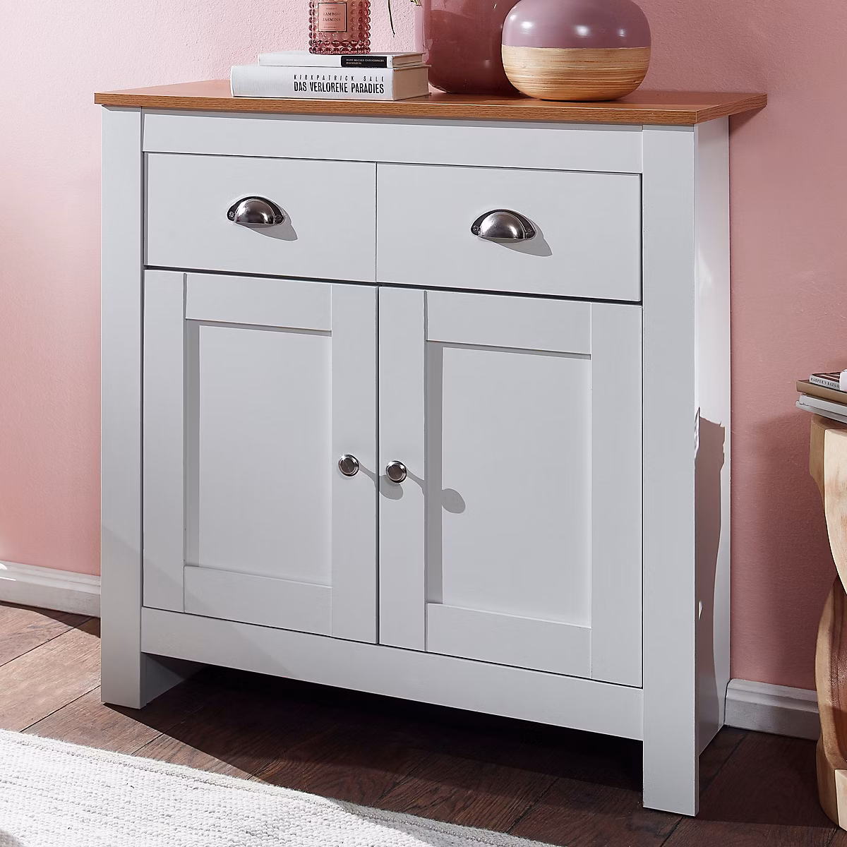 blanc / chêne 79 × 81 × 34 – 5 cm commode à tiroirs FineBuy