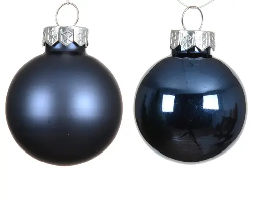 Ensemble de 16 boules en verre brillant et mat bleu nuit - Ø 3,5 cm