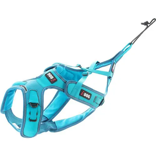 Harnais pour chien coloris bleu canicross réglable I-Dog X-Back Phoenix ALM - Taille S