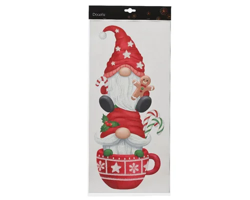 Décor de vitre gnome dans une tasse coloris rouge en plastique - 0,10 x 23 x 49 cm