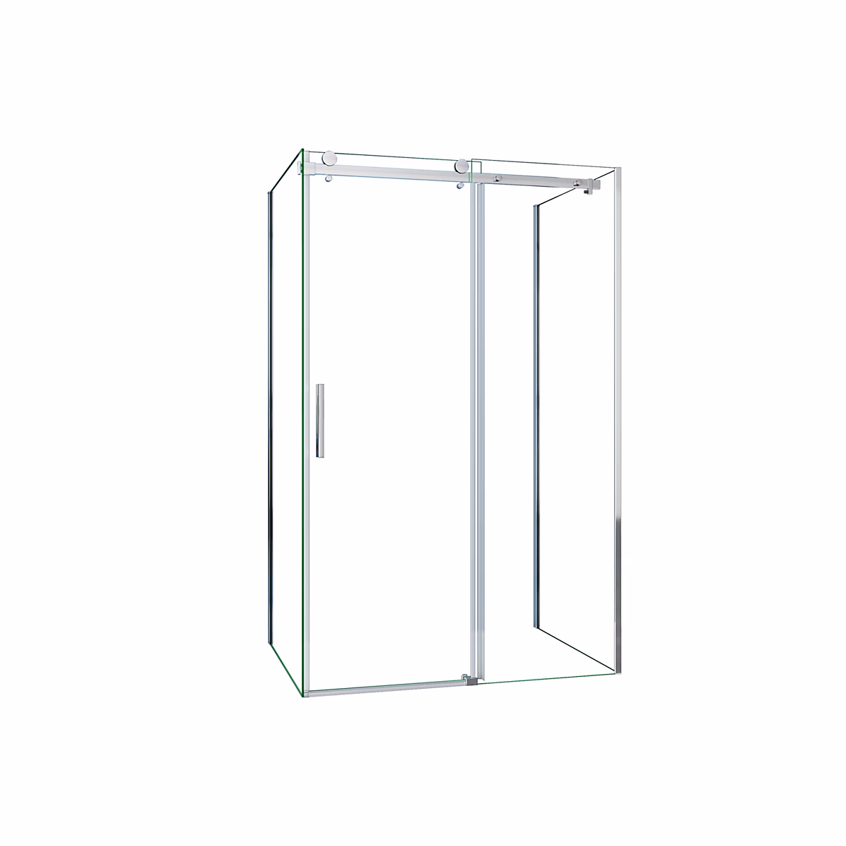 Cabine de douche 100x80x80x195cm – porte de douche coulissante 100cm en 8mm verre trempé | avec 2 parois latérale