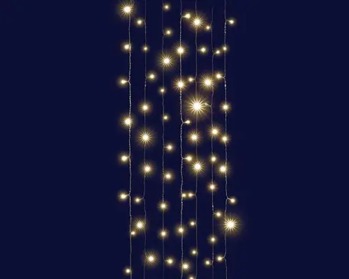 Rideau lumineux connectable x3 à 96 LED blanc chaud sur câble argent Flicker Premium - 2 x 2 m
