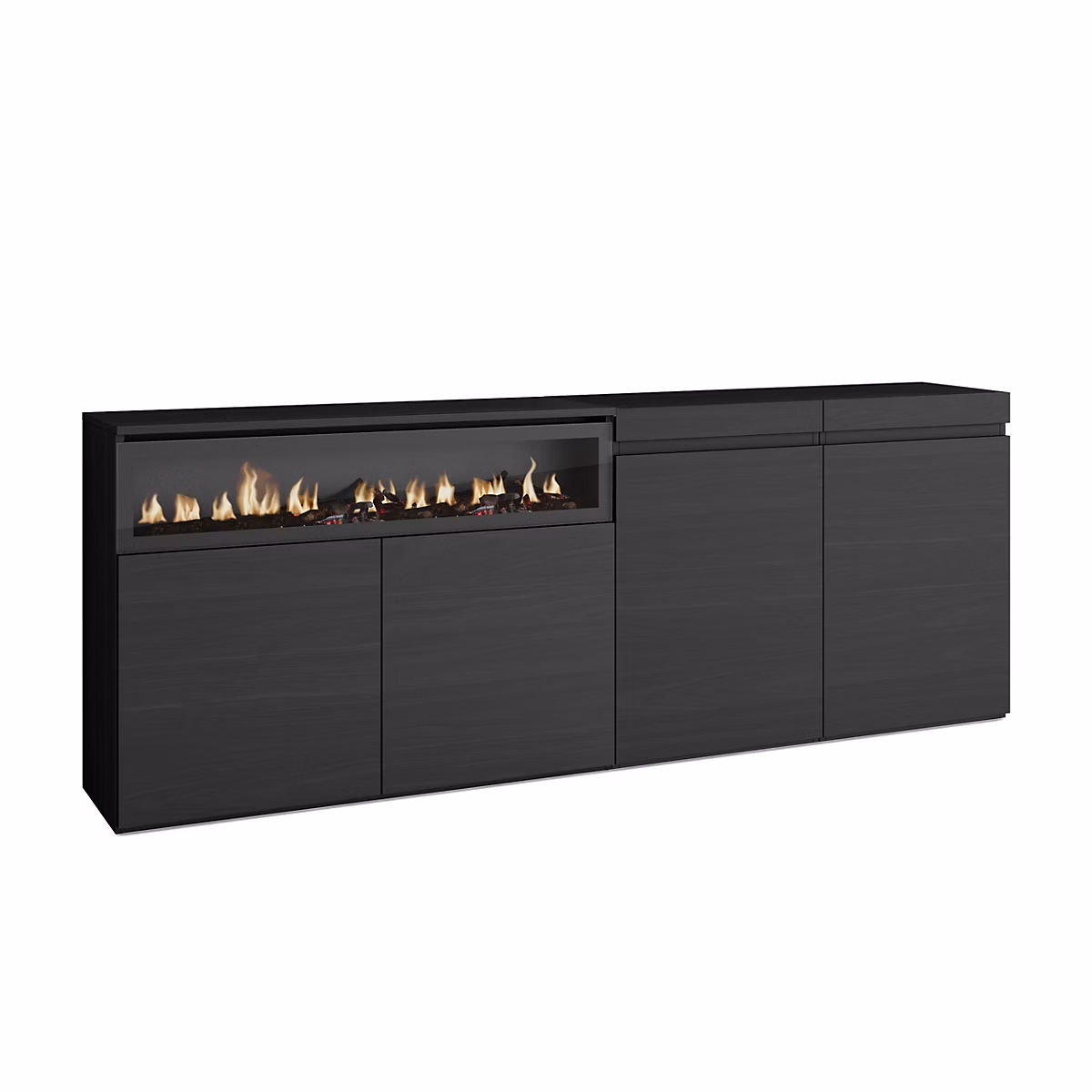 Buffet 200 × 35 × 75cm feu led sans chaleur couleur noir