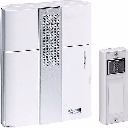 Carillon sans fil Mistral 200 ws – Set complet avec porte-nom, récepteur 150 × 115 × 38 mm, émetteur 36 × 100 × 17 mm