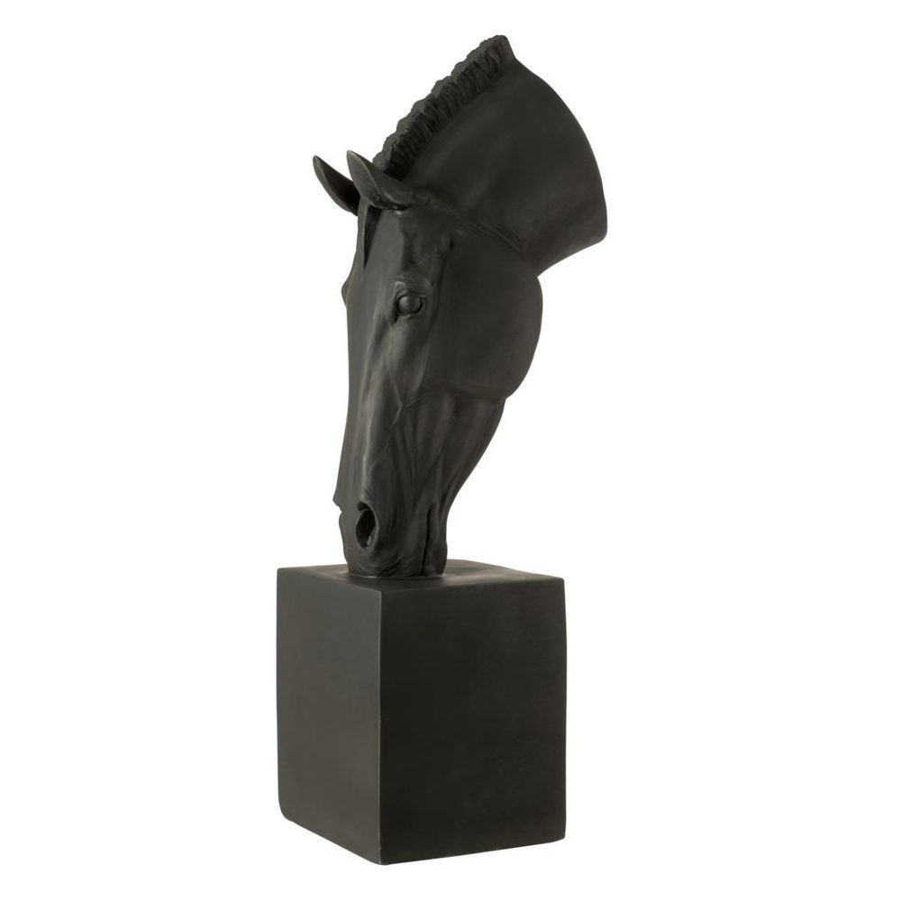 J LINE Tête de cheval sur socle hollywood 95cm noir