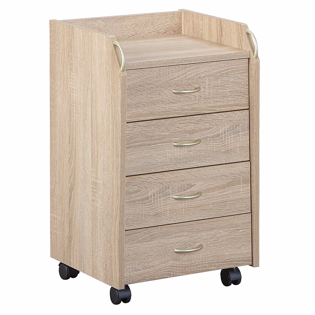 ERSOY – Caisson 4 Tiroirs sur Roulettes Aspect Chêne