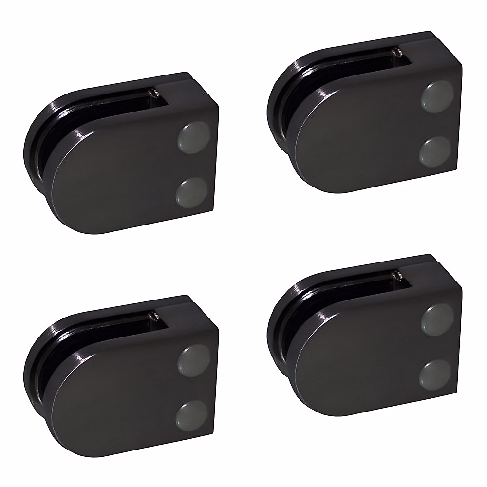 4 x Pince à verre plate modèle 02 | Ep. verre 8 mm – Inox noir anthracite