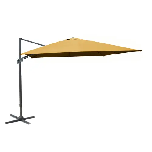 Parasol déporté rond en aluminium et toile coloris jaune curry - Ø 300 cm