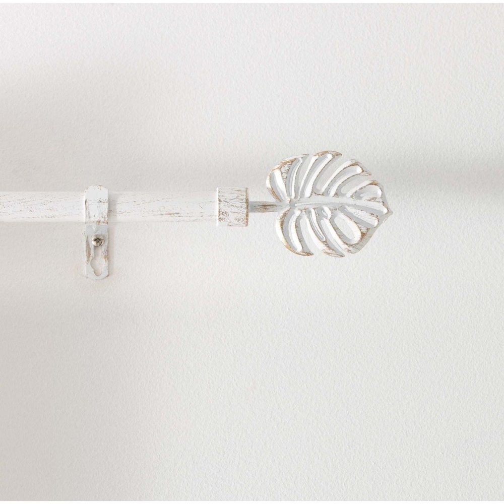 Douceur d'Intérieur Kit de tringle à rideaux extensible feuille - l120 /l210 cm - patine blanc – Collection extérieure
