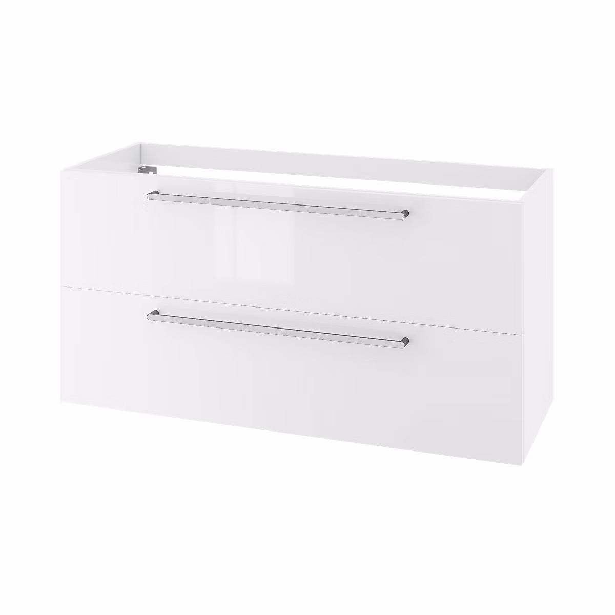Meuble sous vasque suspendu blanc brillant 2 tiroirs l.120 x H.60 x P.45 cm – GoodHome Imandra
