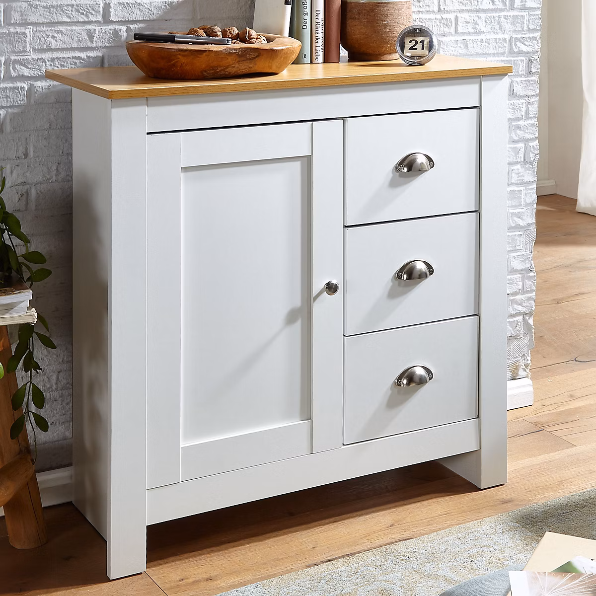 blanc / chêne 79 × 81 × 35 cm commode à tiroirs FineBuy