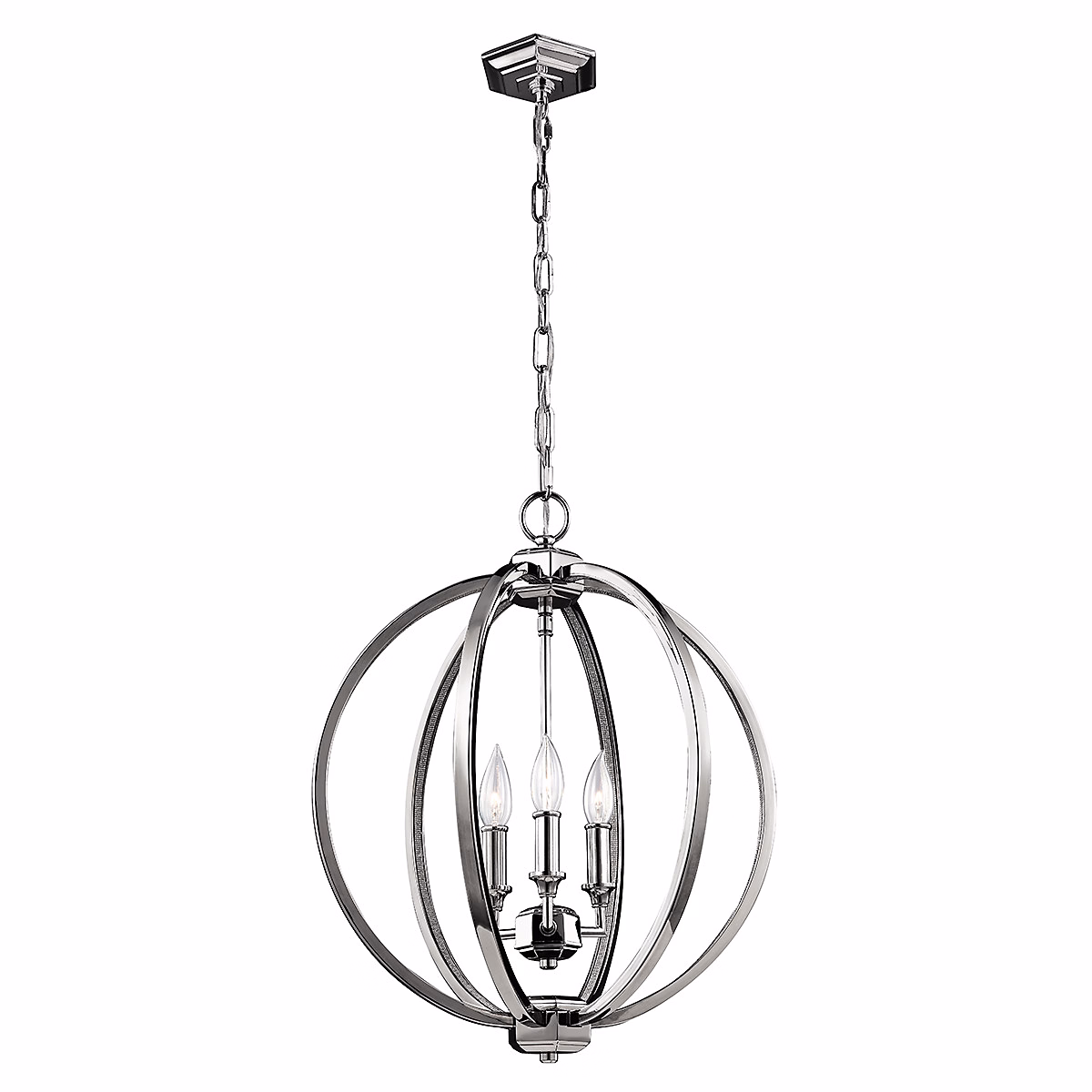 Elstead Corinne | Plafonnier sphérique moyen à 3 ampoules – nickel poli – E14