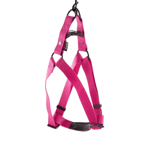 Harnais baudrier réglable rose pour chien - 4x90/110 cm