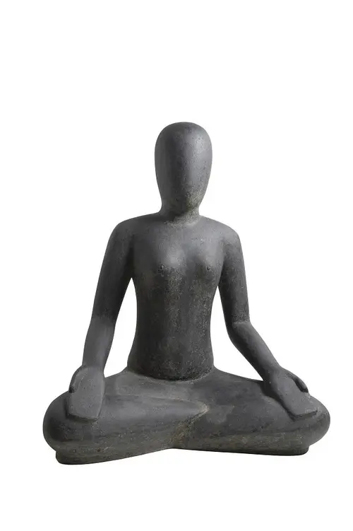 Décoration pour jardin aquatique relax coloris noir en pierre reconstituée figurine yoga SEDA Méditation - 60 cm