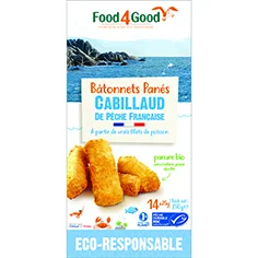 Bâtonnets panés de cabillaud surgelés Food4Good certifiés FSC® - 350 g