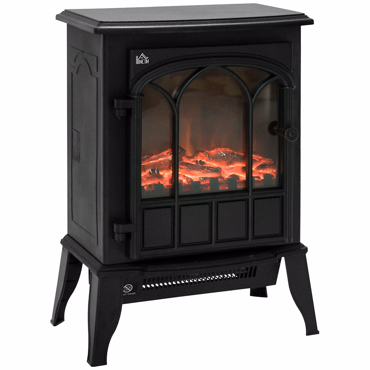 Cheminée électrique poêle style rétro 1000-2000 W simulation flammes LED porte noir – Réf. GISERCOLM9095811928