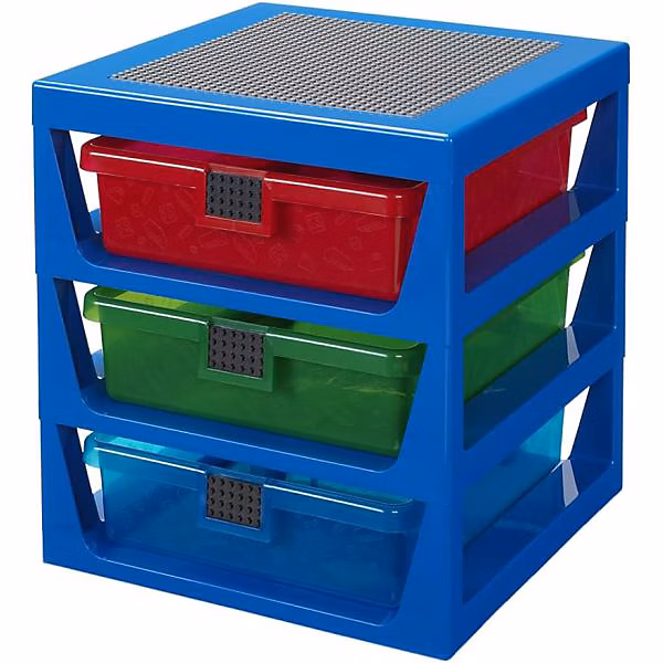 Boîte de rangement 3 tiroirs personnalisables Lego – Bleu