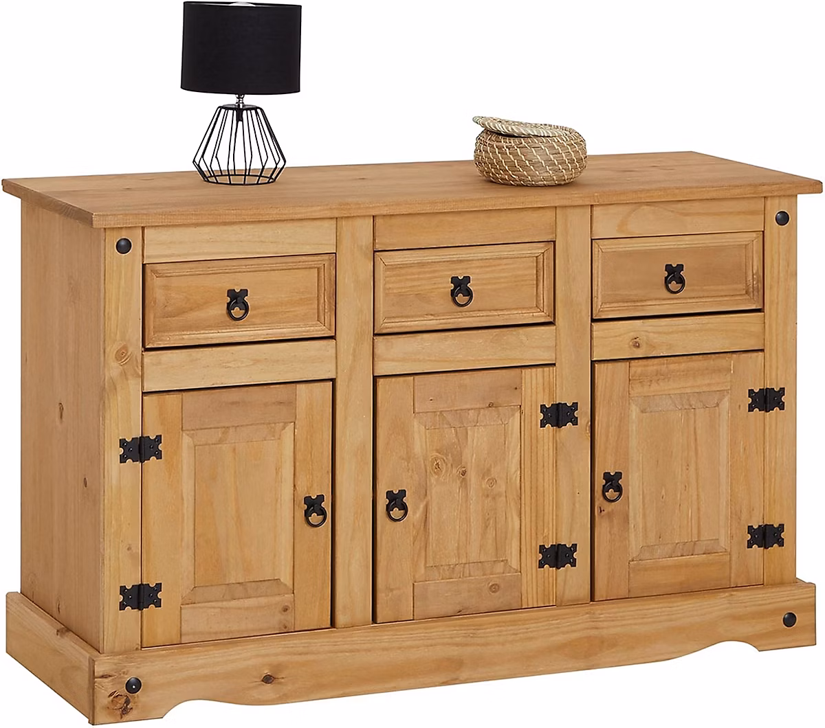 Meuble – Buffet Salsa en pin massif style mexicain 3 portes et 3 tiroirs