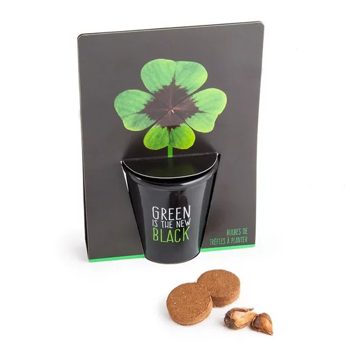 Pot black en céramique noire de Trèfle à planter Ø 6