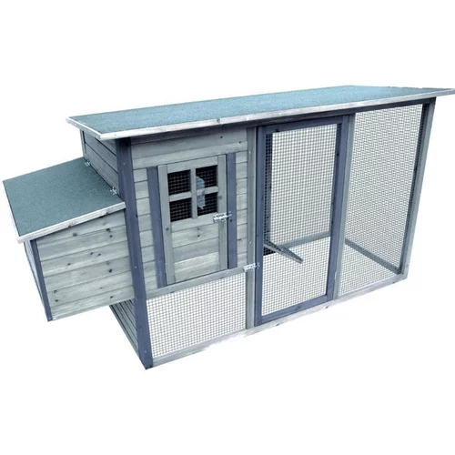 Poulailler avec enclos en bois traité Flamingo Palacio - L 200 x l 76 x H 104 cm