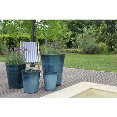 Pot coloris bleu Blue wave en terre émaillée Sydney - Ø 45 cm