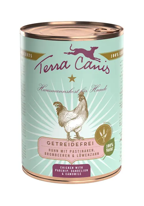 Aliment complet pour chien sans céréales Terra Canis poulet – 400 g