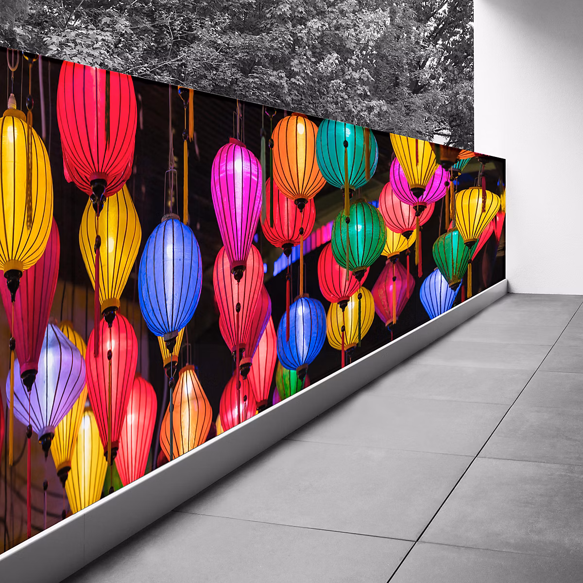 Brise vue Trompe l'oeil – 100 × 375 cm, Lanternes au Vietnam 3617689696041