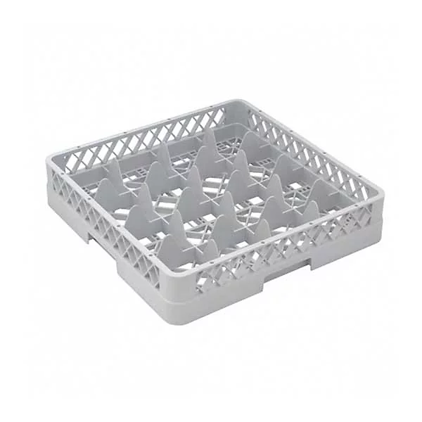 Base 16 Compartiments 500 × 500 × 100mm – Casier de Lavage pour verres, Gris, Matériel CHR Pro