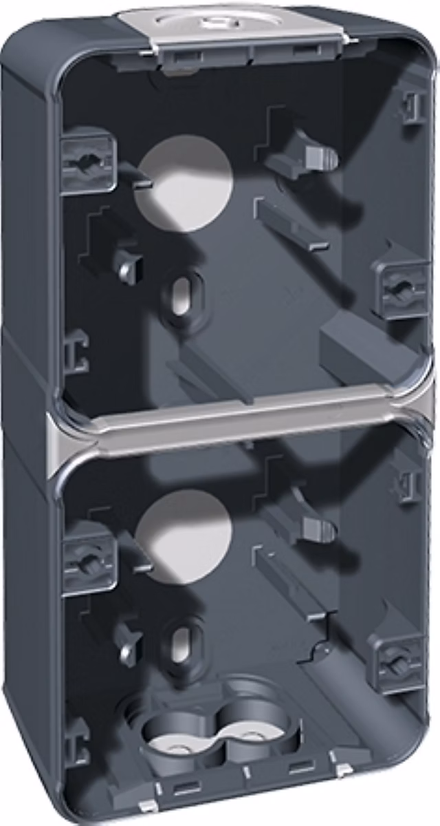 BOITE D'ENCASTREMENT SAILLIE VERTICALE 2 POLES GRIS