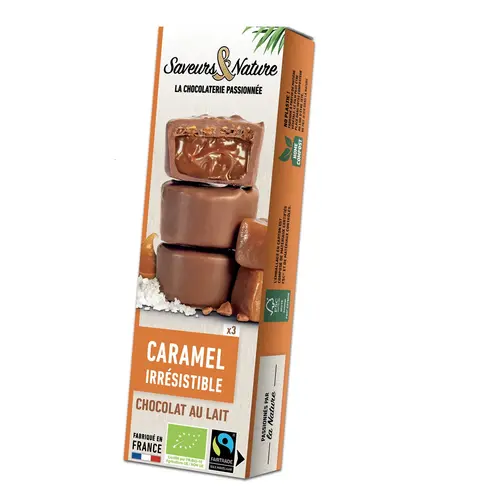 Bouchées bio chocolat au lait caramel et éclats Saveur et nature - 45 g