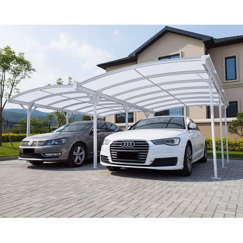Carport double aluminium blanc 600 × 505cm et polycarbonate 6mm X – METAL
