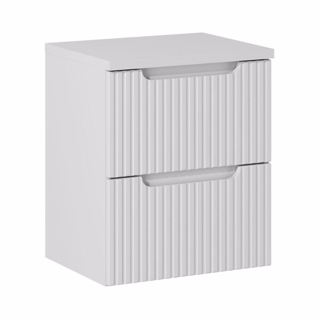Meuble de salle de bains – Ensemble de salle de bain VANO blanc 50cm : meuble sous vasque à tiroirs rainuré et plan pour vasque blanc alpin