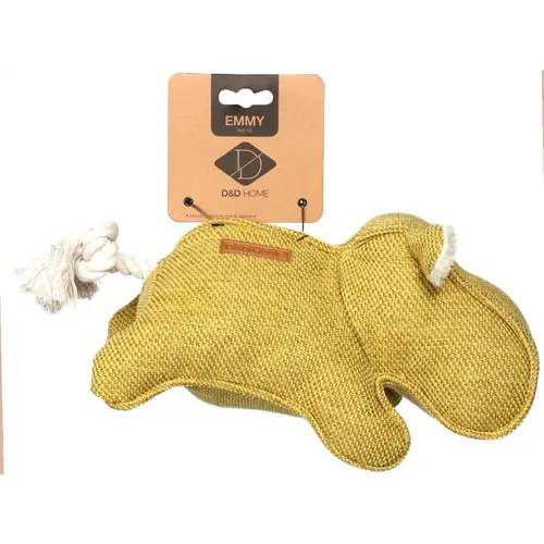 Jouet pour chien Emmy hippopotame tissu jaune 34x14x12 cm