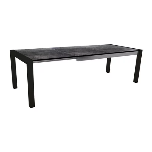 Table extérieure extensible coloris noir mat/marbre foncé en aluminium Stern - 174/214/254 x 90 x 75 cm