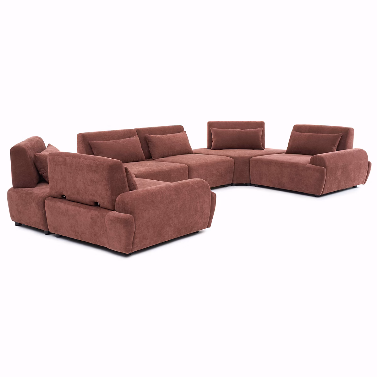 Canapé d'angle modulable 6 places dossier ajustable 462 cm rouge brûlé Callisto Oviala – Réf. CAWQVWCSF5735243159