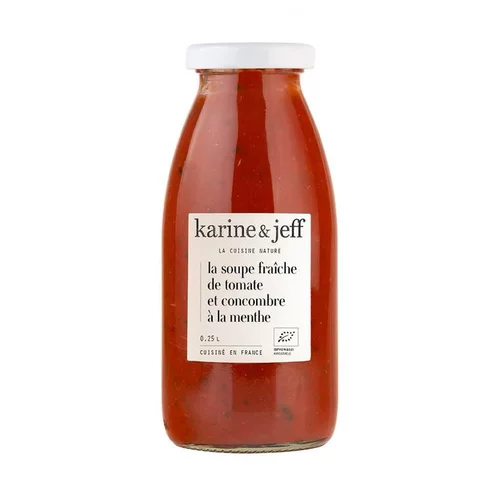 La Soupe fraîche tomate et concombre à la menthe bio Le bonheur est dans le pot - 25 cl