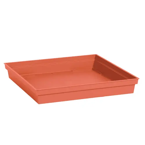 Soucoupe carrée en plastique coloris terre battue EDA Toscane - 26,7 x 26,7 x 3,8 cm