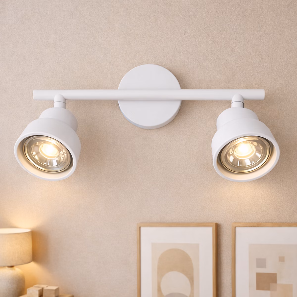 Barre de spots LED 2 lampes orientables métal blanc L.32 – 3 x ∅8 x H.15,8 cm IP20 10 W Jumell Banji