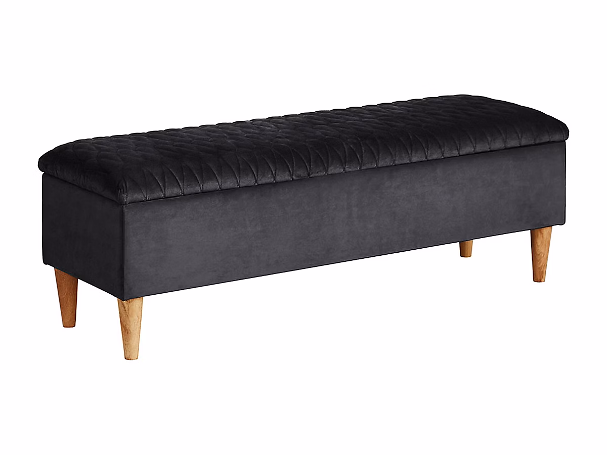 Banc coffre DANIELE – Tissu velours, Gris