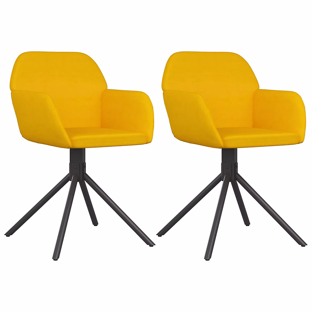 Chaises pivotantes à manger Jaune Velours | Prolenta Premium – lot de 2