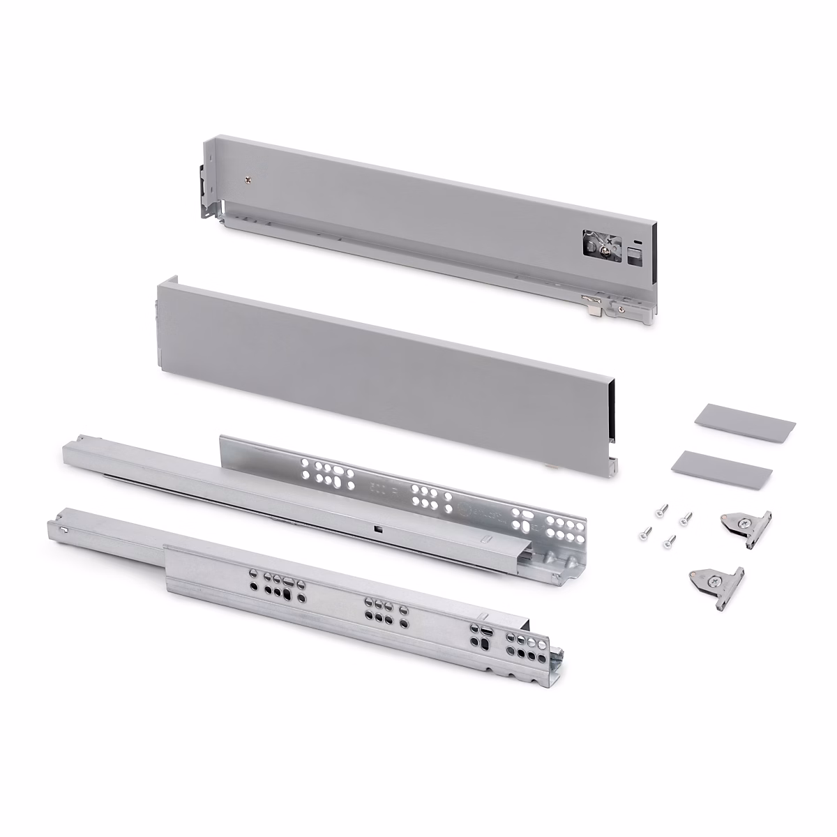 Emuca Tiroir extérieur Vertex avec réglages 3D hauteur 93mm | 40kg – profondeur 400mm – Acier – Peint en aluminium