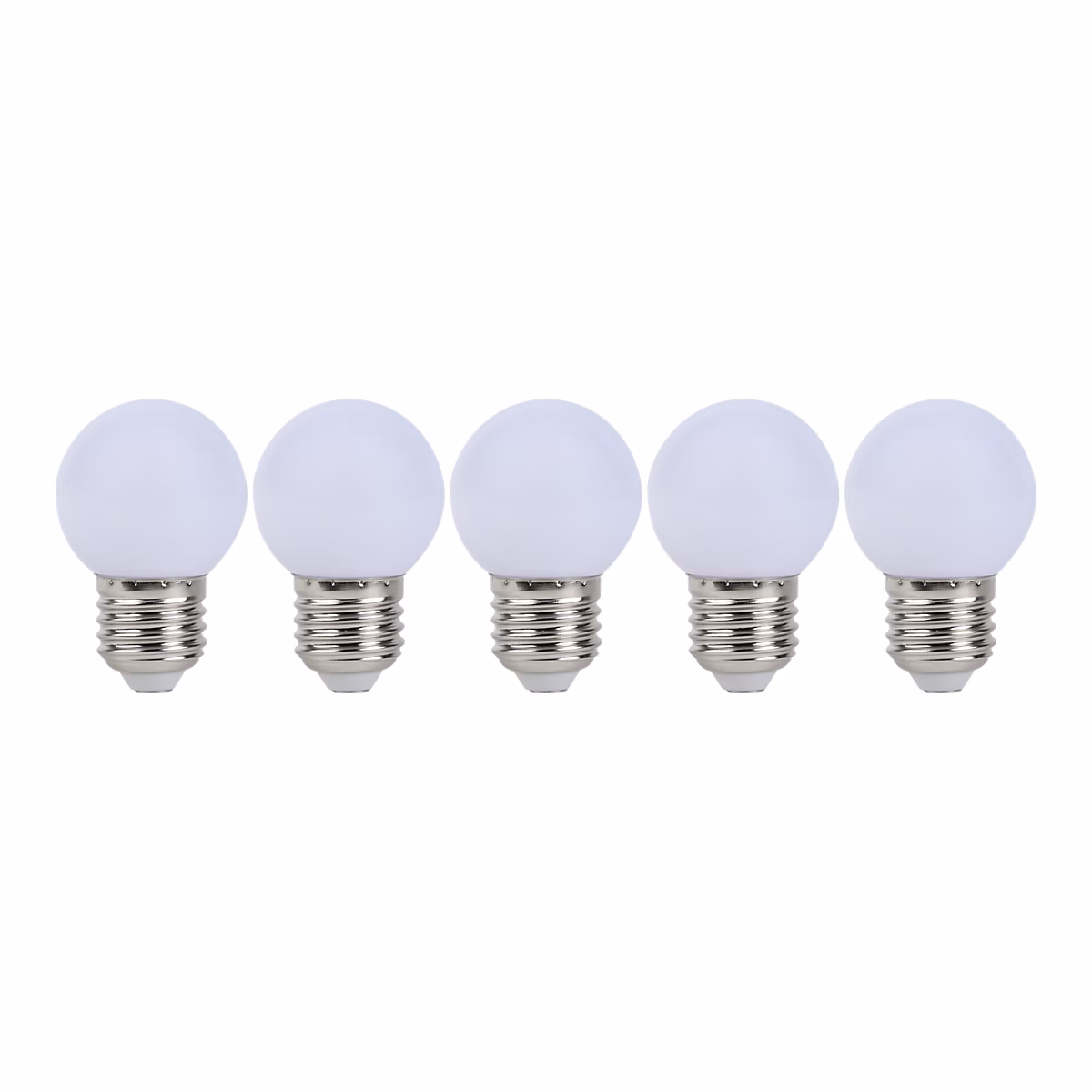 5 ampoules LED E27 mini globe dépoli 46 lm blanc chaud 0 – 7 W