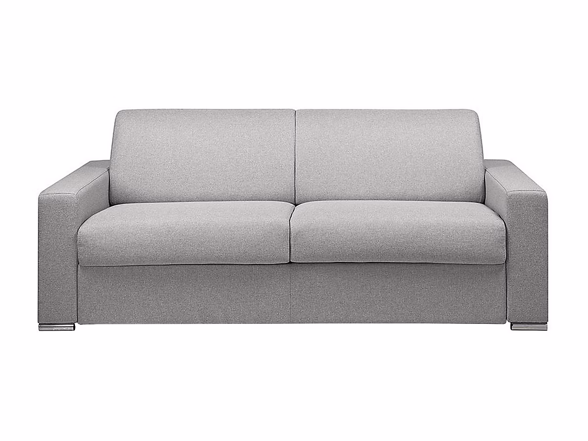 Canapé 4 places convertible express en tissu chiné gris | Couchage lattes larges 160 cm – Matelas 18 cm avec mémoire de forme