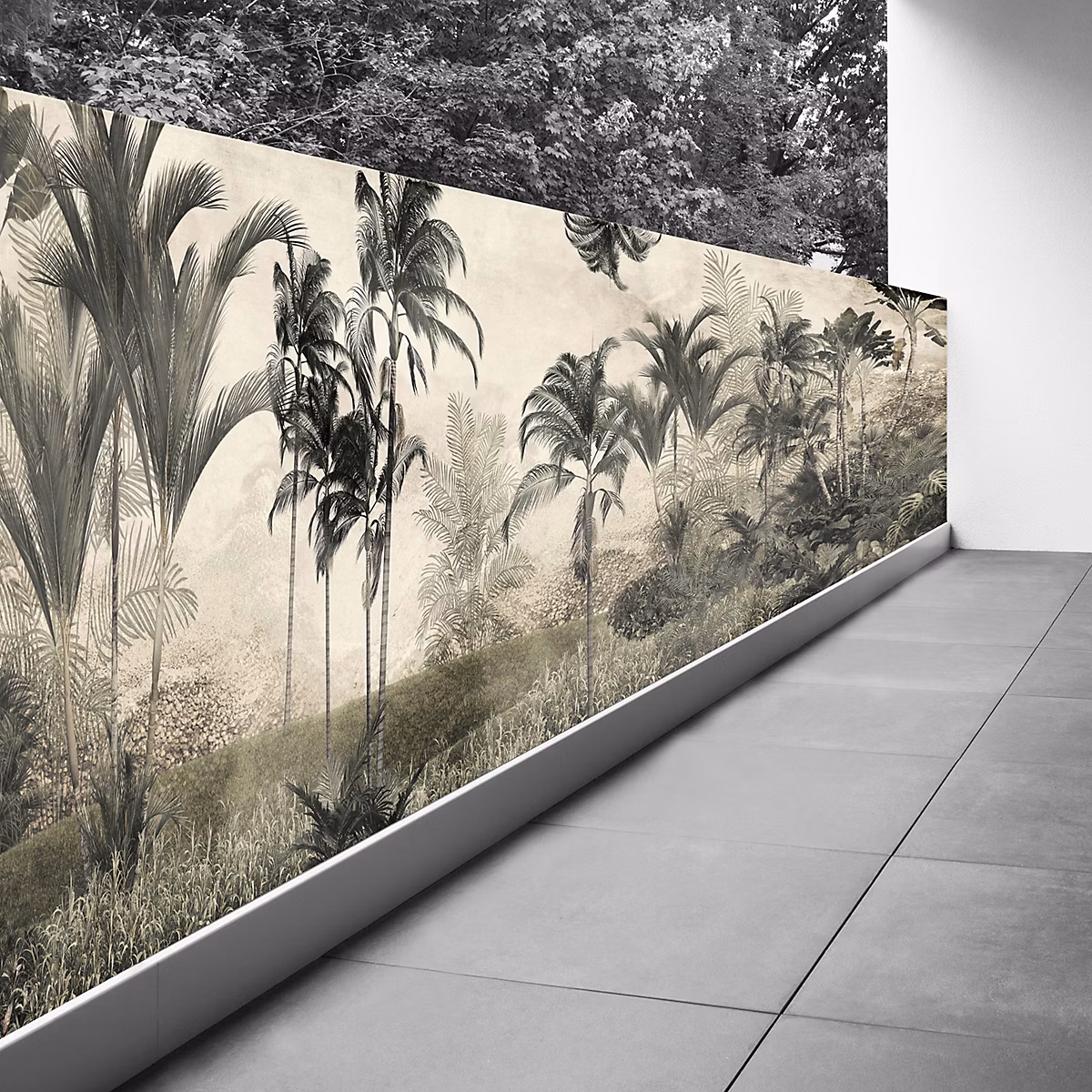 Brise vue Trompe l'oeil – 120 × 450 cm, Forêt tropicale 3617689694054