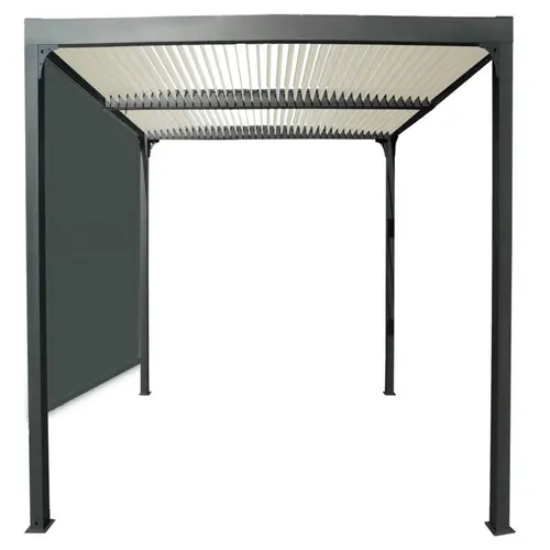 Pergola bioclimatique coloris gris en aluminium - 3,6 x 3 m